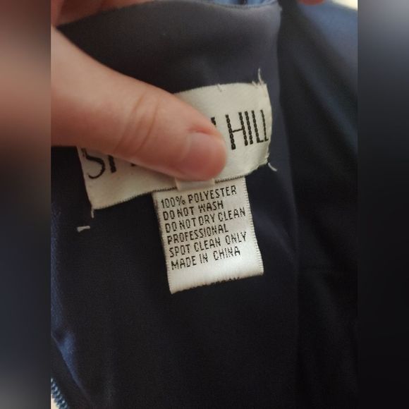 Sherri Hill Navy Blue Asymmetrical Gown, Women's Size 4 - Picture 4 of 9